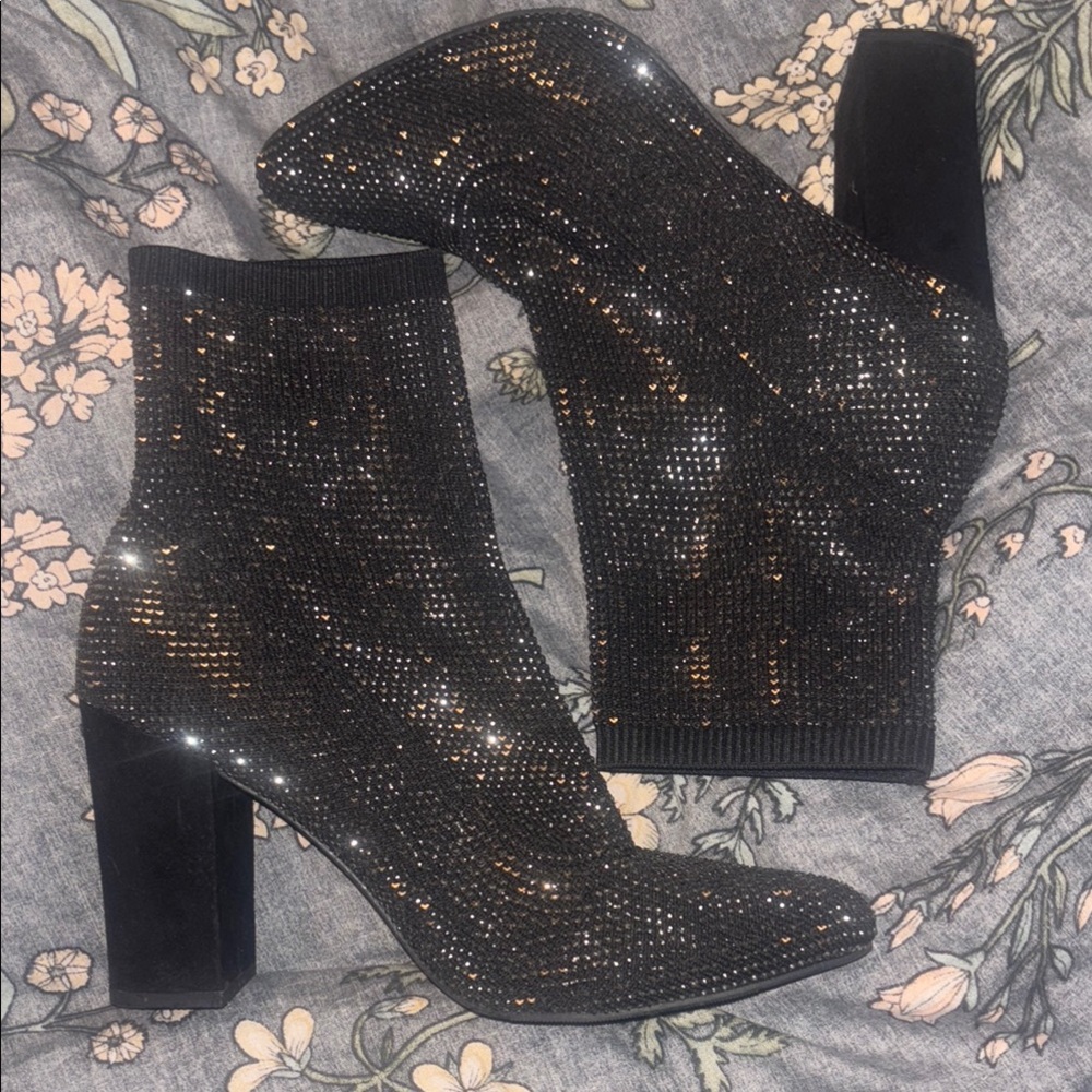 🪩 Baybe 💃Rhinestone Ankle Bootie Boots 🕺wanna 🪨 with 🫵